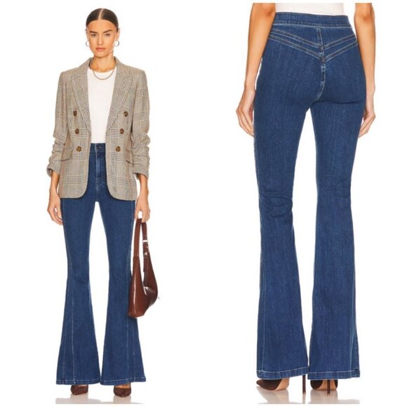 💕VERONICA BEARD Sheridan Exaggerated Flare High Rise Jeans Washed Oxford 25 NWT - Picture 1 of 16